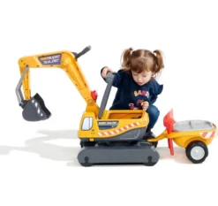 Falk 360 Digger Excavator With Opening Seat, Trailer With Sieves And Sand Tools Age 3+ 140A