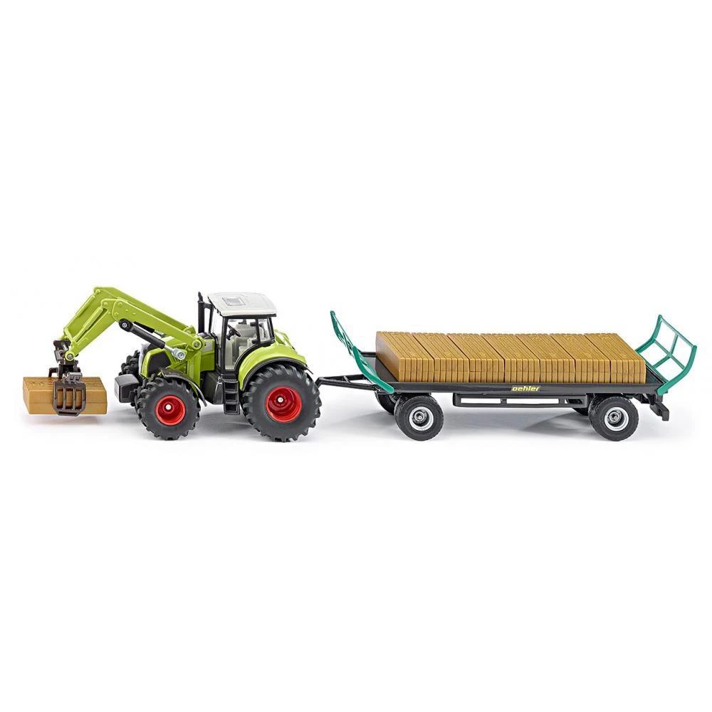 Siku Claas Tractor With Bale Grab, Bale Trailer And Bales 1:50