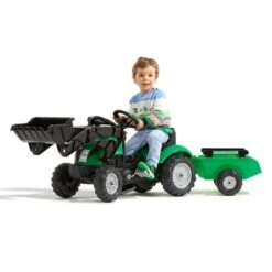 Falk Green Tractor With Loader And Trailer 2 - 5 Years 2052M