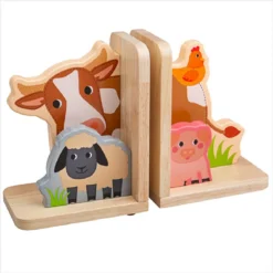 Tidlo Wooden Farm Animal Bookends