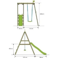 TP Forest Multiplay Single Wooden Swing & Slide Set -Toys Promotion Store TP148Pb