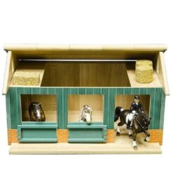 Kids Globe Wooden Horse Stable With 2 Loose Boxes 1:24 Scale