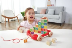 Hape Pull Along Wooden Cart With Stacking Blocks -Toys Promotion Store e0487pullalongcartsrack.jpg