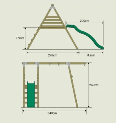 TP Knightswood Wooden Swing Frame Single And Deck 1 TP Knightswood Wooden Swing Frame Single And Deck